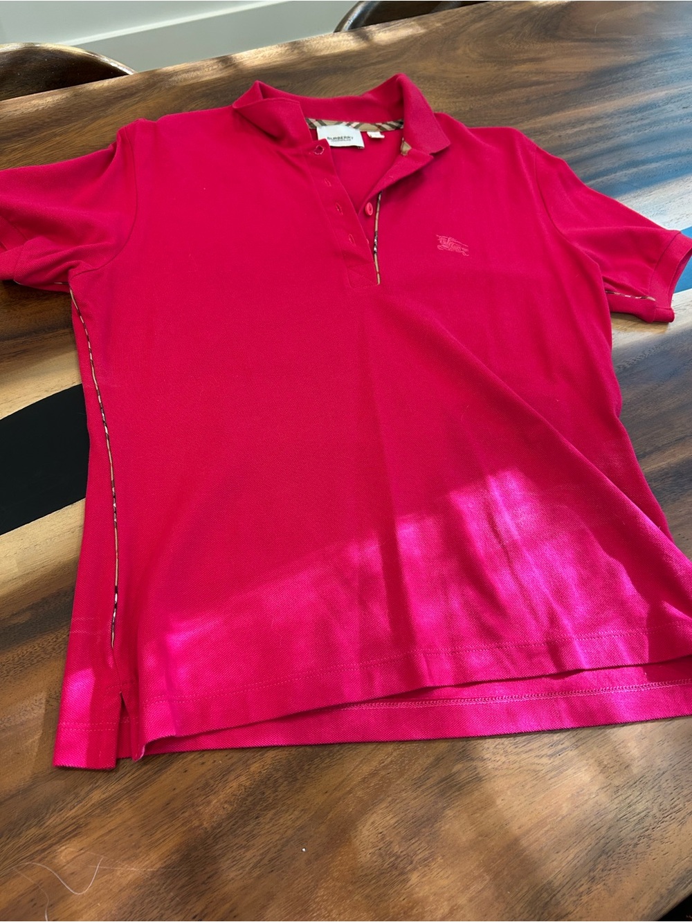 Burberry Hot Pink Polo with Signature Check Trim